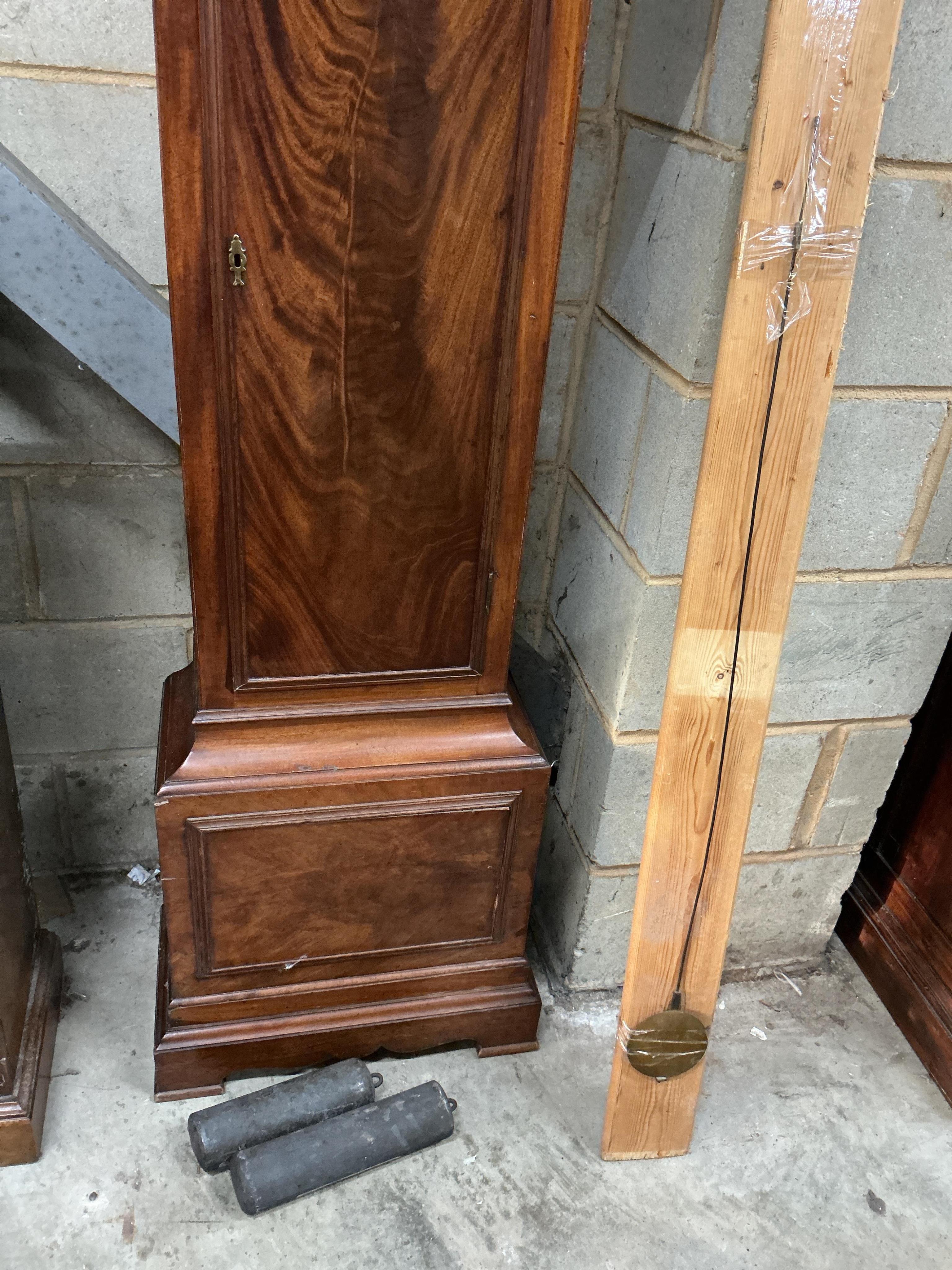 A George III mahogany eight day longcase clock, marked William Cuff, Shepton Mallet, height 222cm